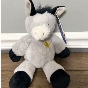 Hands on a Ganz Donkey Plush Grey Black Stuffed Animal Toy NWT